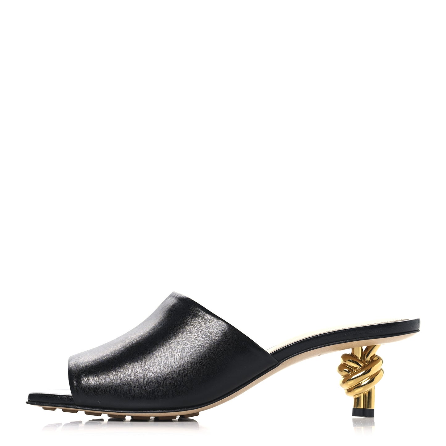 Lambskin Knot Mule Sandals 38.5 Black