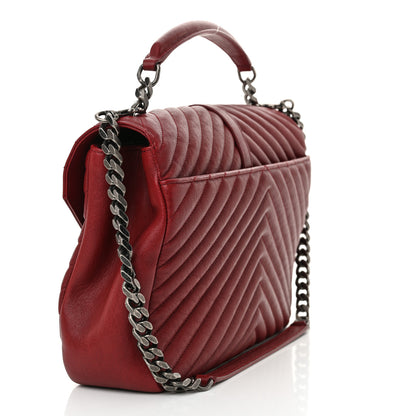 Saint Laurent Sheepskin Matelasse Chevron Large College Monogram Satchel Palissandre 3 of 11
