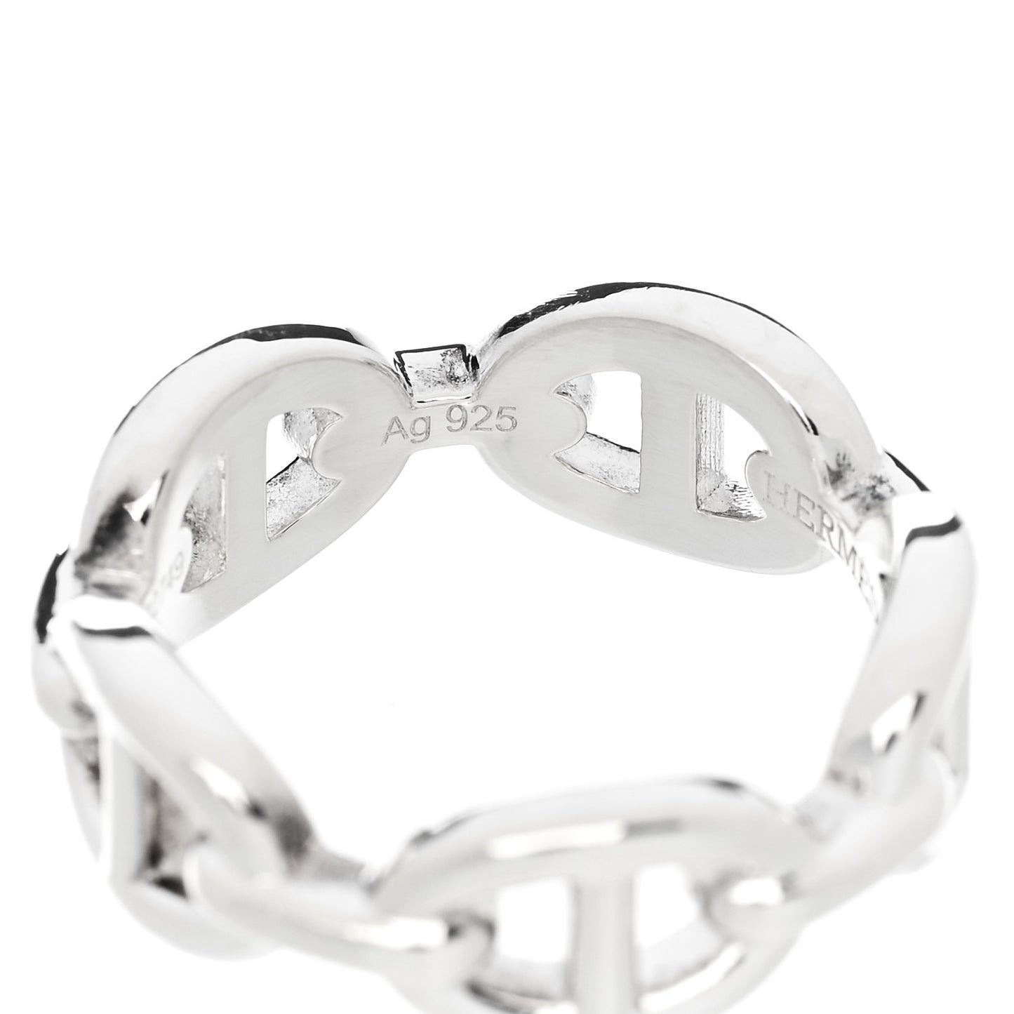 Sterling Silver PM Chaine d'Ancre Enchainee Band Ring 53 6.5