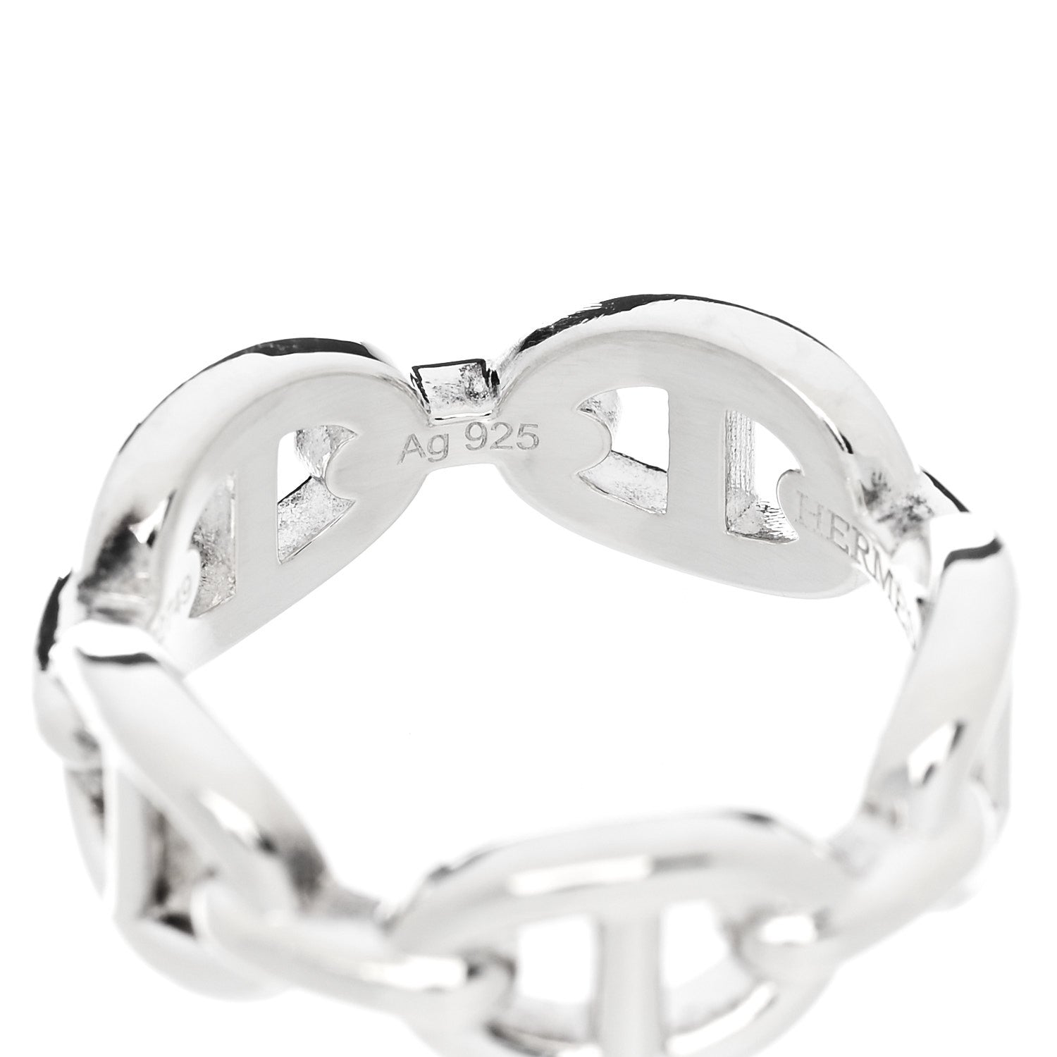 Hermes Sterling Silver PM Chaine d'Ancre Enchainee Band Ring 53 6.5 6 of 6