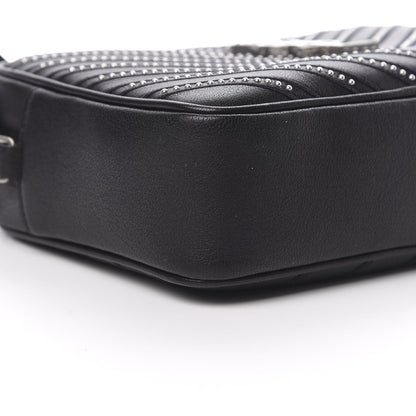 Saint Laurent Calfskin Studded Matelasse Monogram Lou Camera Bag Black 9 of 10