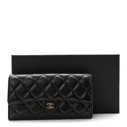 Chanel Lambskin Quilted Large Gusset Flap Wallet Dark Brown 9 of 9