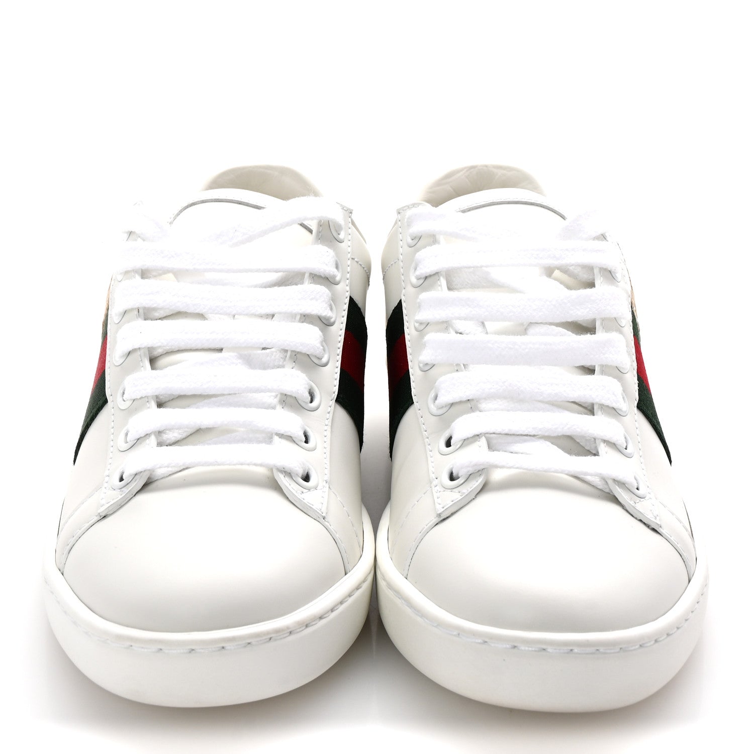Gucci Calfskin Cat Embroidered Womens Ace Sneakers 35 White Green 3 of 10