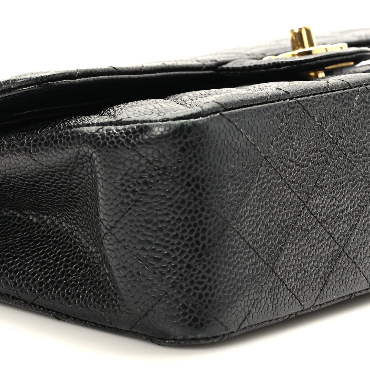Caviar Quilted Medium Double Flap Black