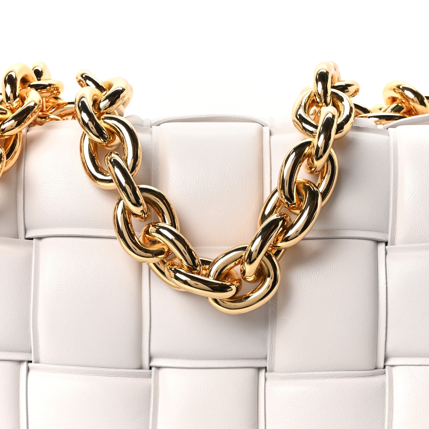 Bottega Veneta Lambskin Maxi Intreccio Padded Chain Cassette Crossbody Bag White 8 of 10