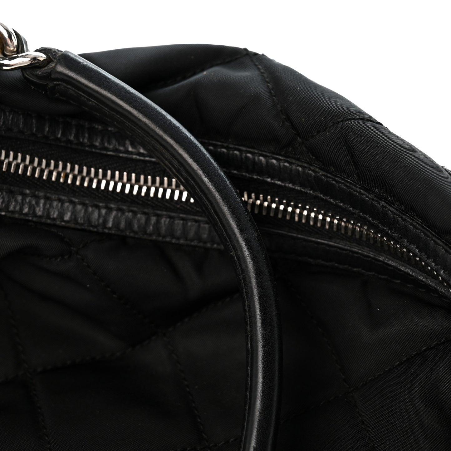 Nylon Tessuto Impuntu Quilted Shoulder Bag Black