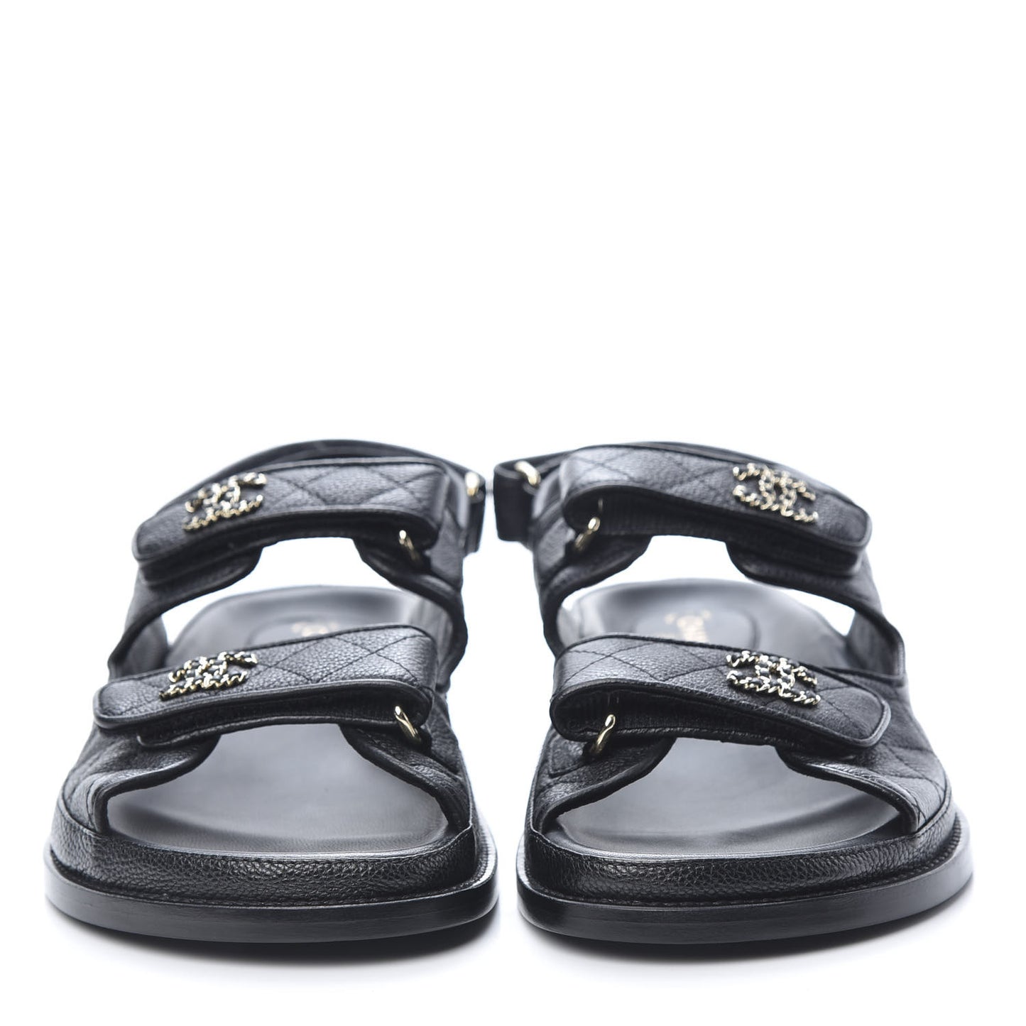 Grained Calfskin Velcro Dad Sandals 39.5 Black