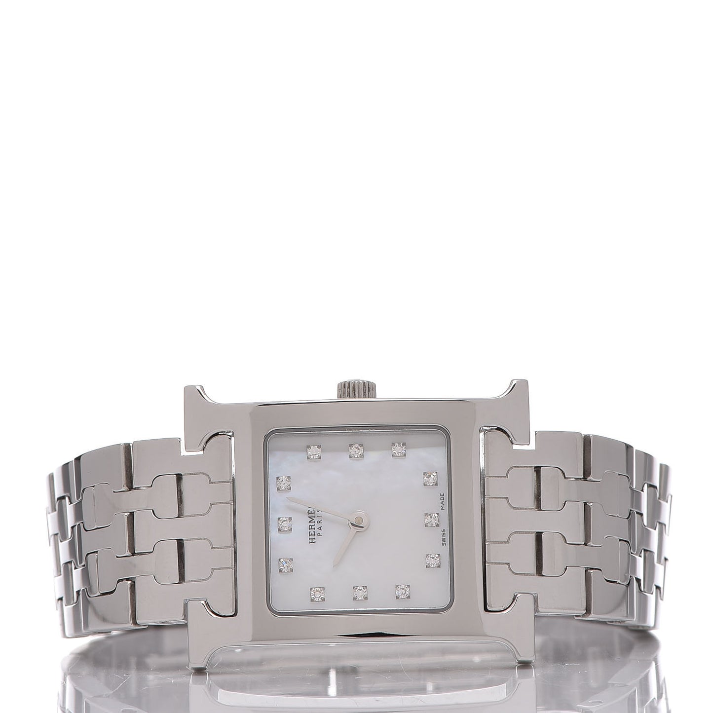 Stainless Steel Diamond Mother of Pearl 21mm Heure H Hour Quartz Watch