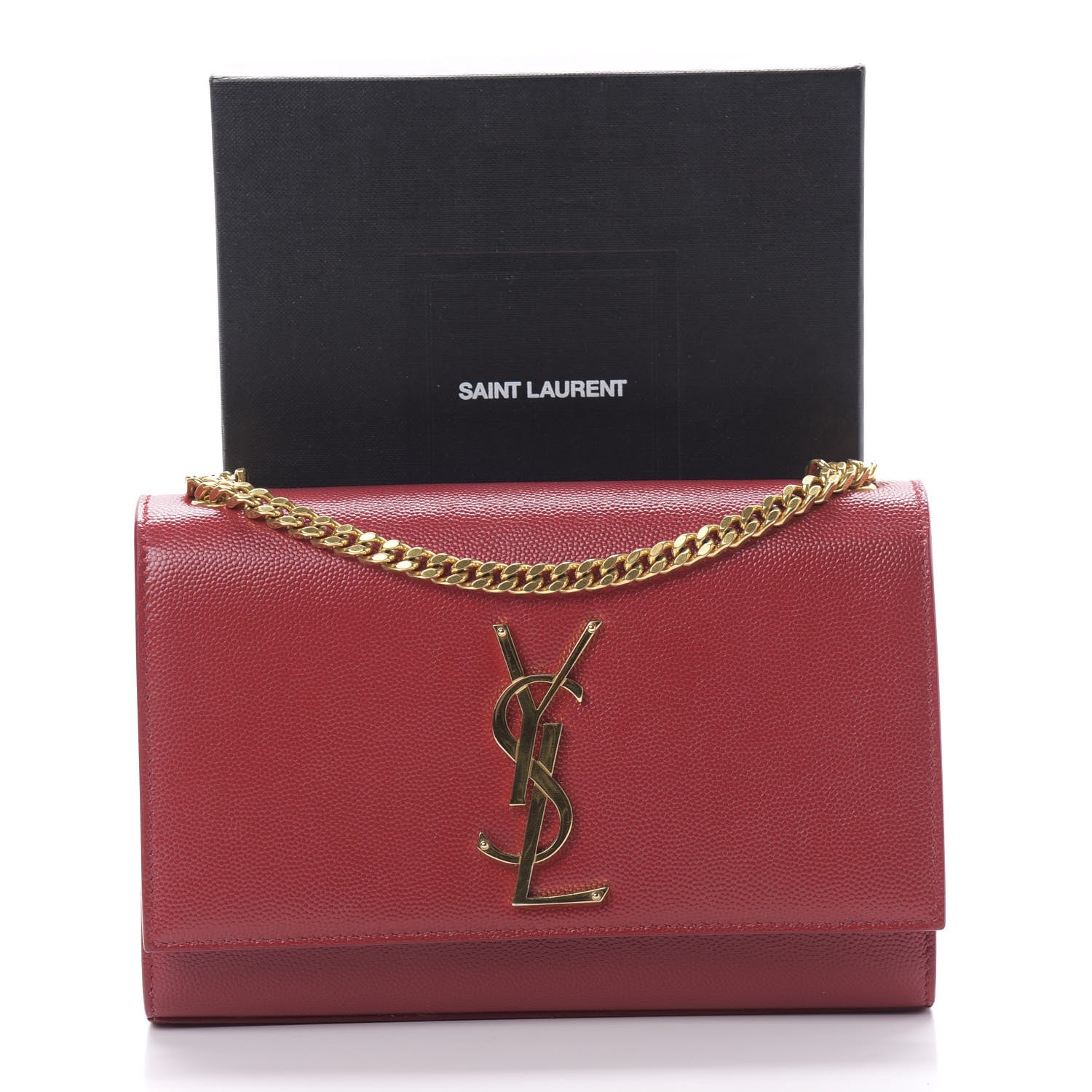 Saint Laurent Grain De Poudre Small Monogram Kate Satchel Red 12 of 12