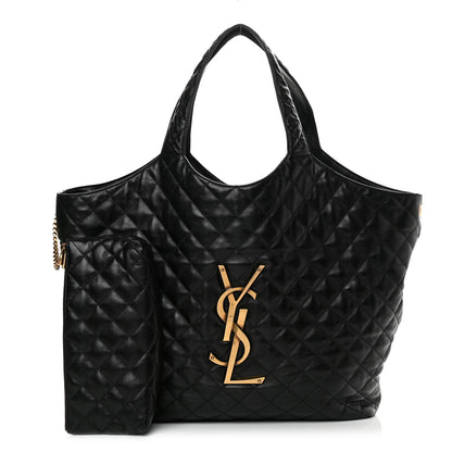 Saint Laurent Lambskin Quilted Maxi Icare Shopping Tote Black 1 of 12
