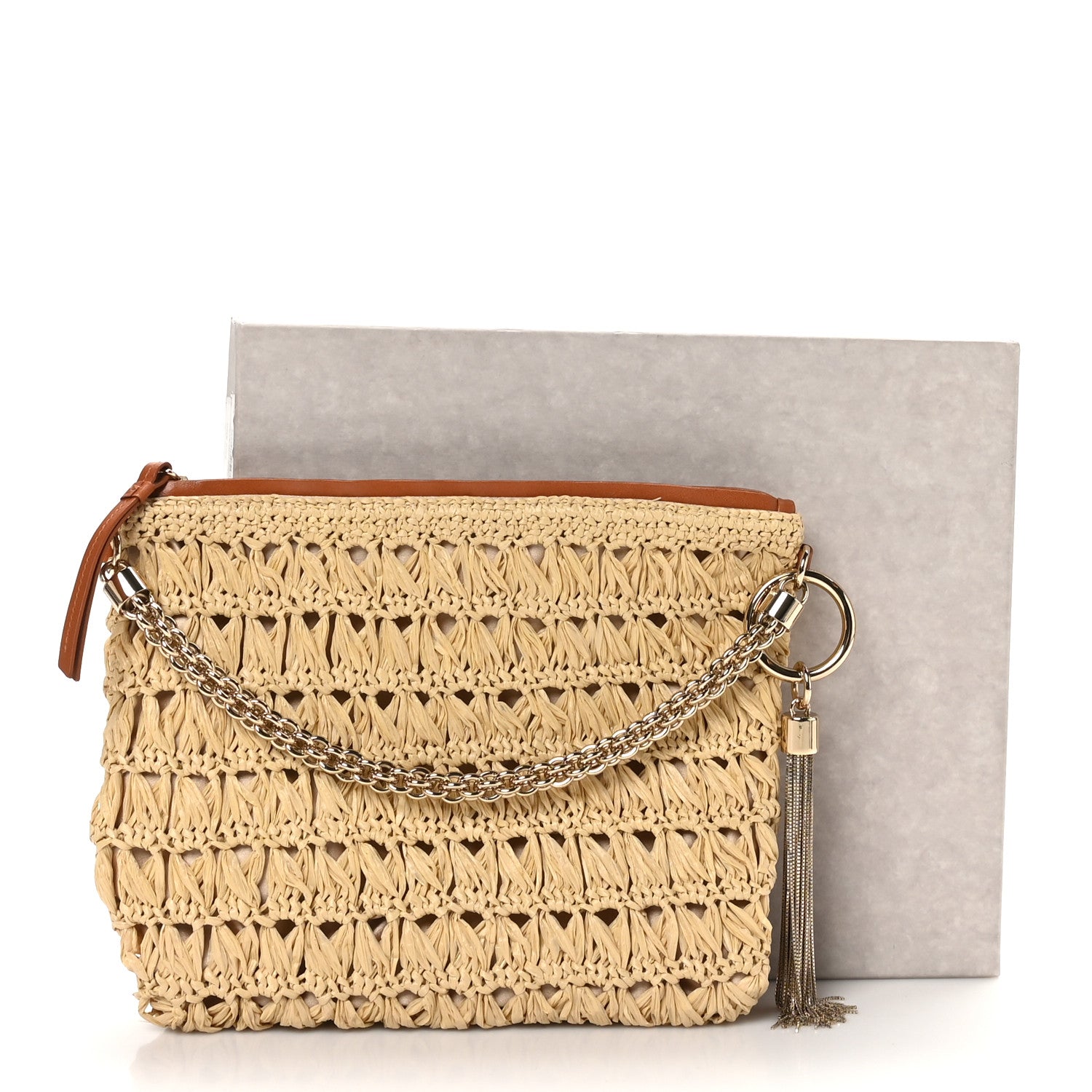 Jimmy Choo Raffia Callie Tassel Shoulder Bag Natural 8 of 8