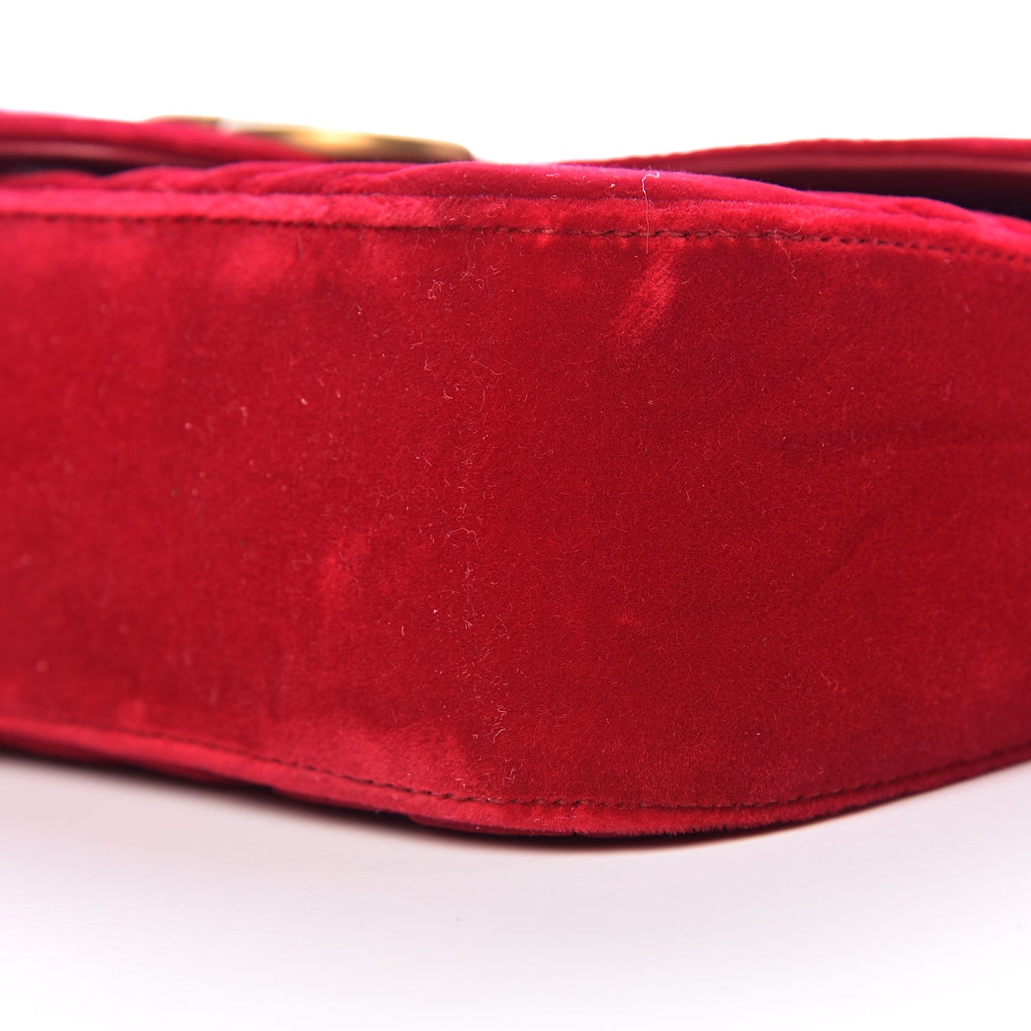 Velvet Matelasse Small GG Marmont Shoulder Bag Hibiscus Red