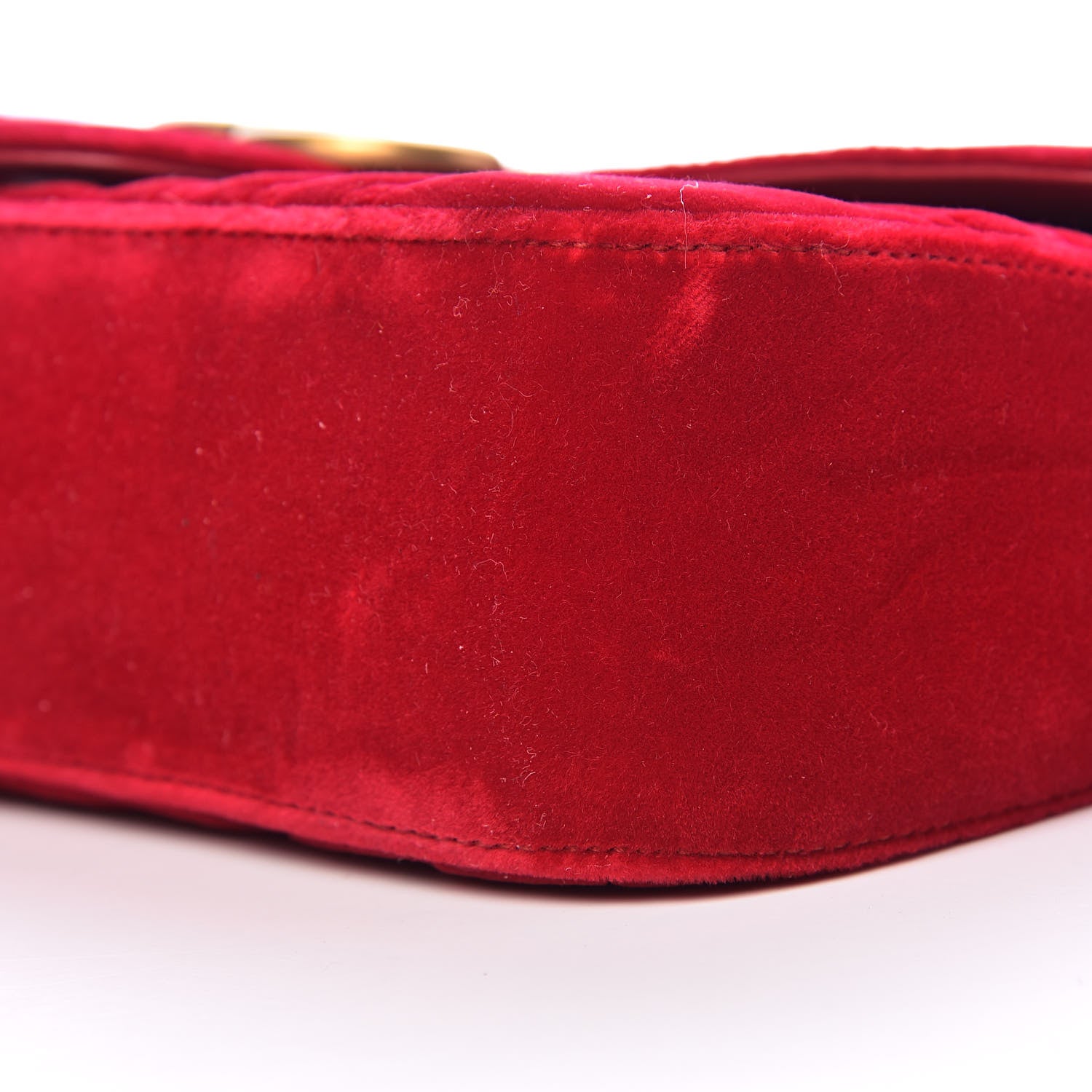 Gucci Velvet Matelasse Small GG Marmont Shoulder Bag Hibiscus Red 9 of 10