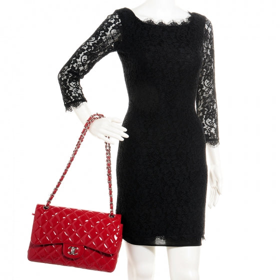 Chanel Patent Jumbo Double Flap Dark Red 2 of 8