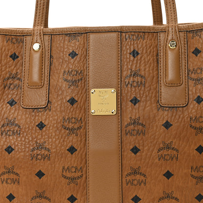 MCM Visetos Medium Liz Reversible Shopper Tote Cognac 7 of 9