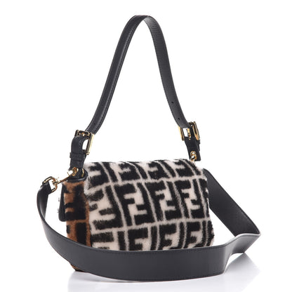 Fendi Shearling Vitello Dolce Macro FF 1974 Baguette White Ice Tortora Tobacco 3 of 8