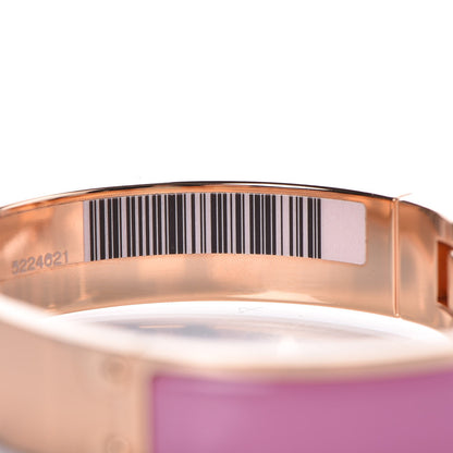 Hermes Enamel Charniere Uni Narrow Hinged Bracelet S Rose Flamingo 5 of 7