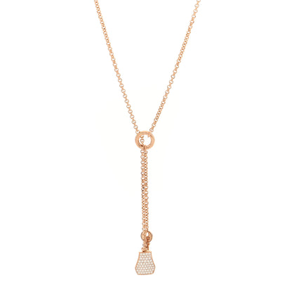Hermes 18K Rose Gold Diamond PM Kelly Clochette Necklace 1 of 5