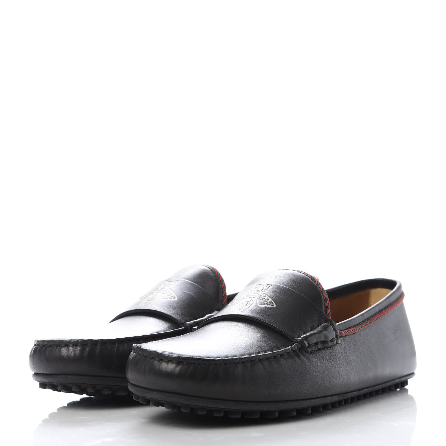 Gucci Nappa Mens Bee Driver Loafers 8.5 Black 3 of 10