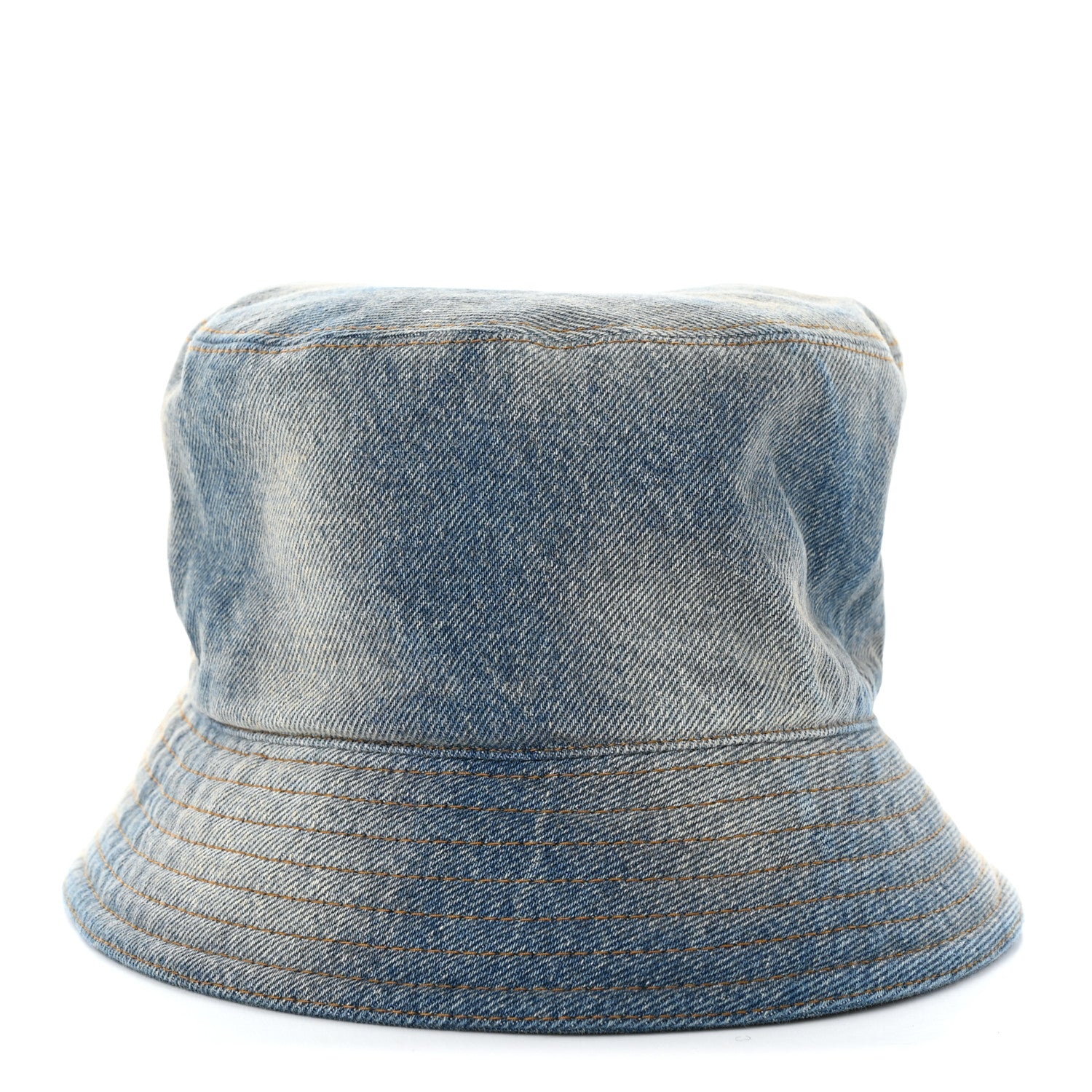 Prada Used Denim Metal Triangle Logo Womens Bucket Hat M Light Blue 4 of 8