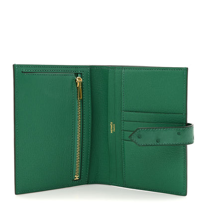 Hermes Ostrich Bearn Compact Wallet Vert Vertigo 5 of 9