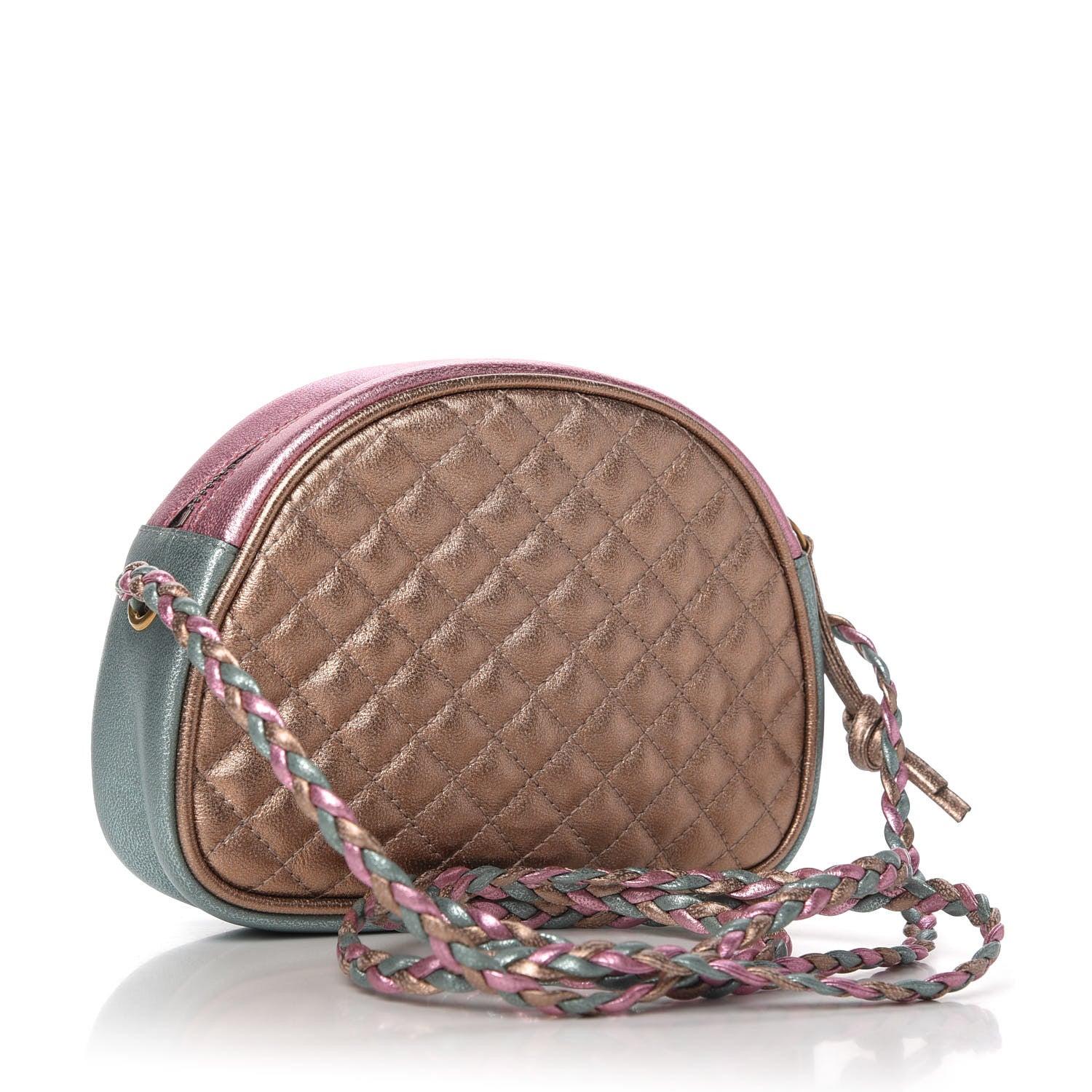 Gucci Laminated Nappa Trapuntata Mini Zumi Dome Shoulder Bag Rosa Lago Rame 3 of 10