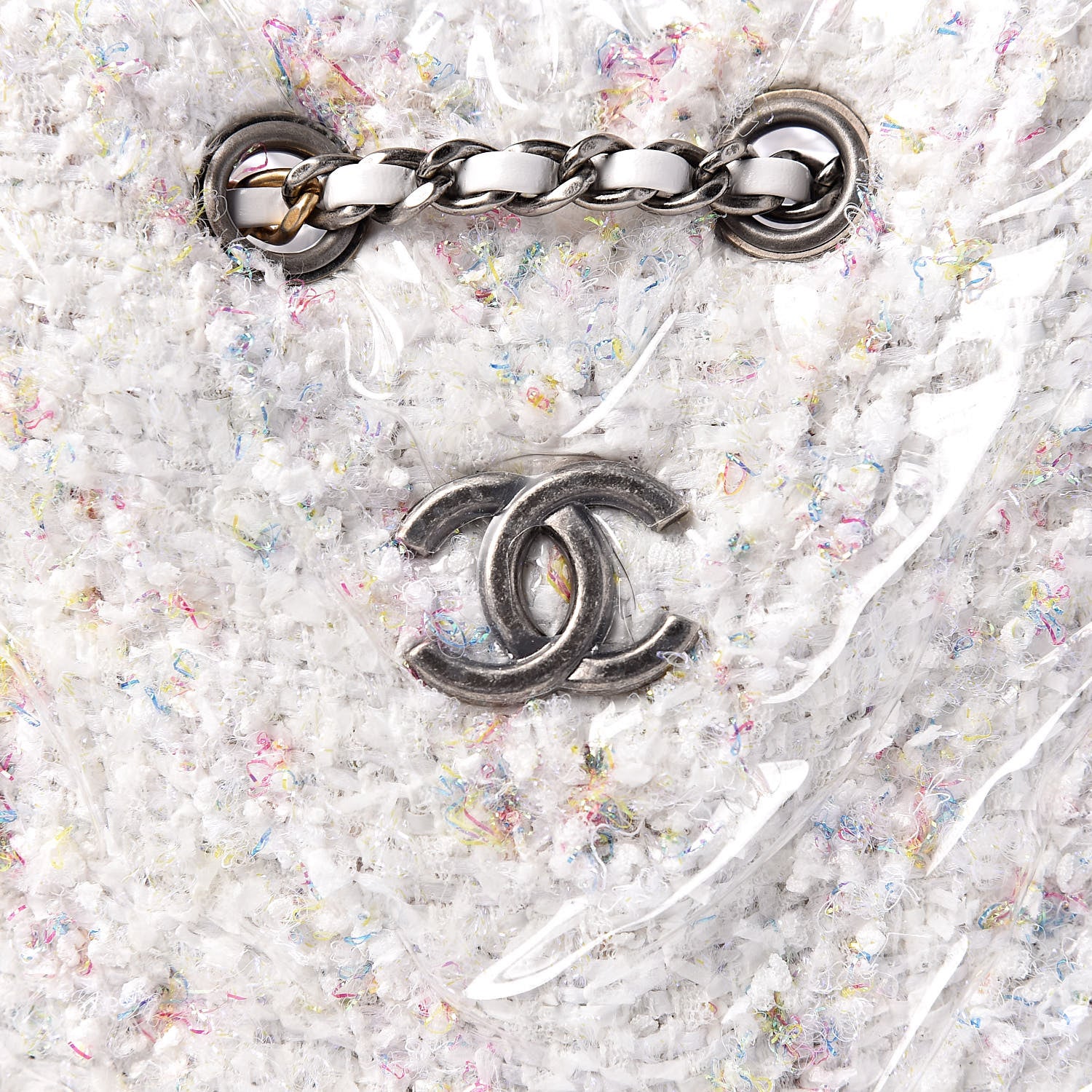 Chanel Tweed PVC Quilted Gabrielle Backpack White 10 of 11