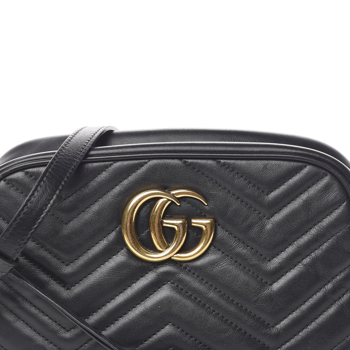 Calfskin Matelasse Small GG Marmont Chain Shoulder Bag Black
