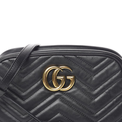 Gucci Calfskin Matelasse Small GG Marmont Chain Shoulder Bag Black 12 of 15