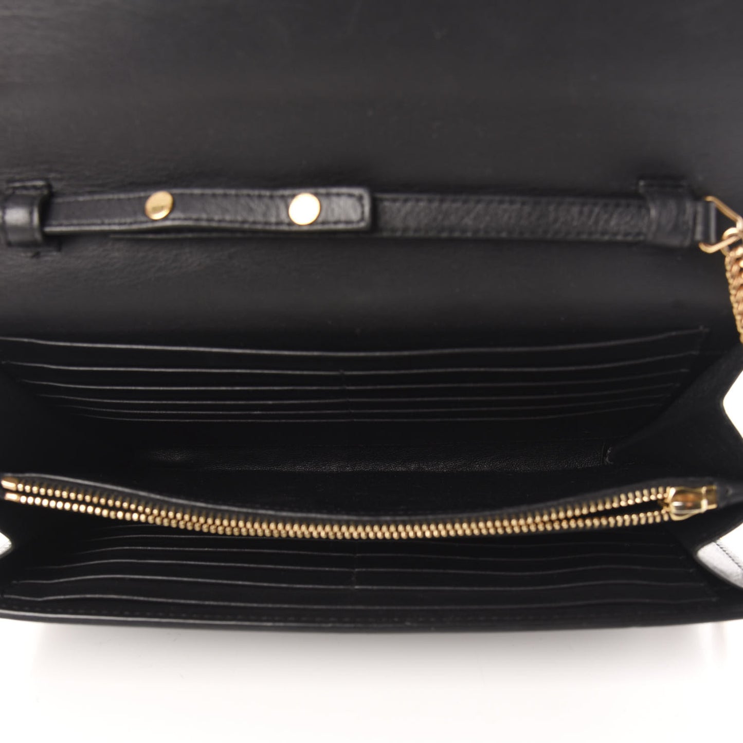 Calfskin Classic Y Ligne Chain Wallet Black