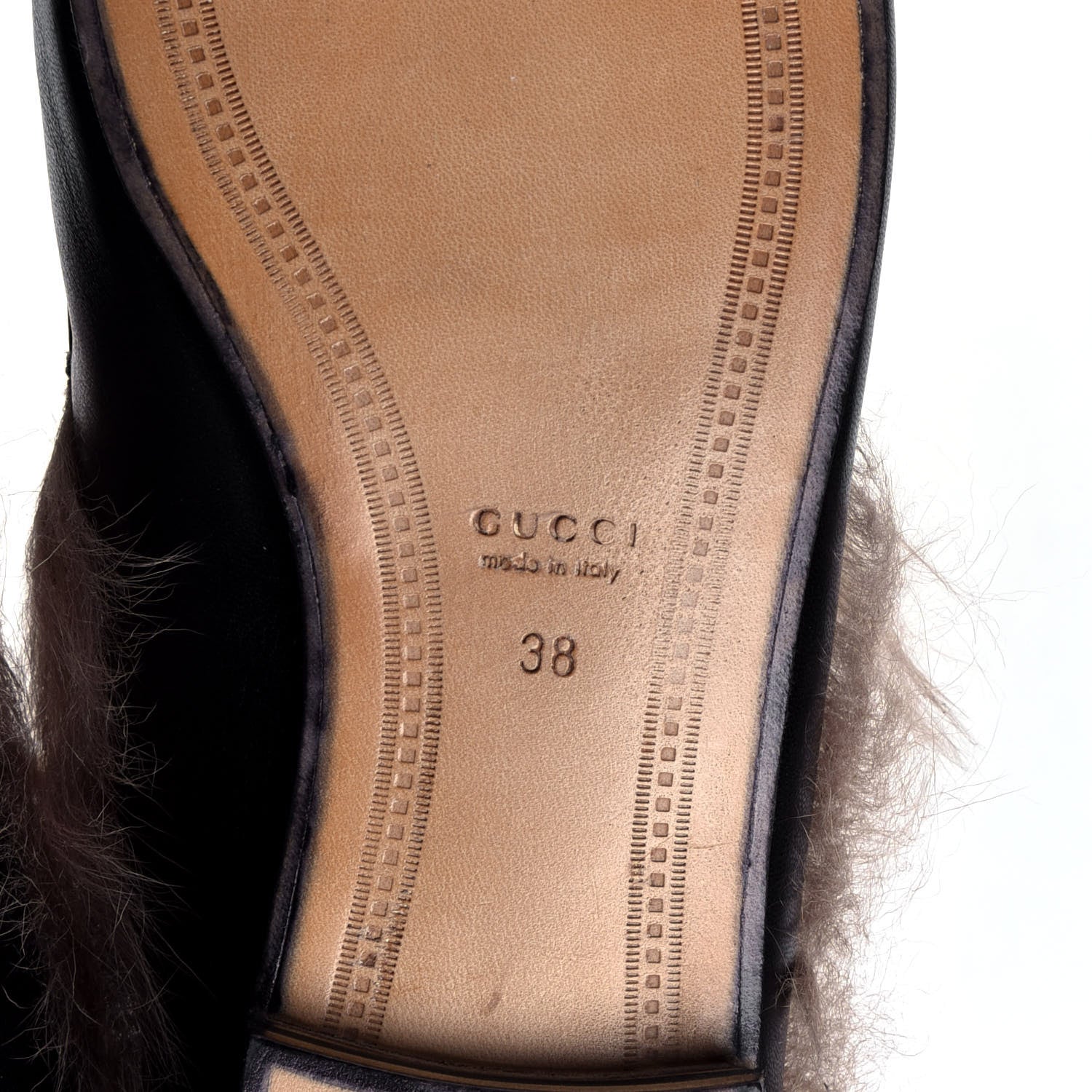 Gucci Malaga Kid Fur Womens Jordaan Loafers 38 Black Natural 8 of 10