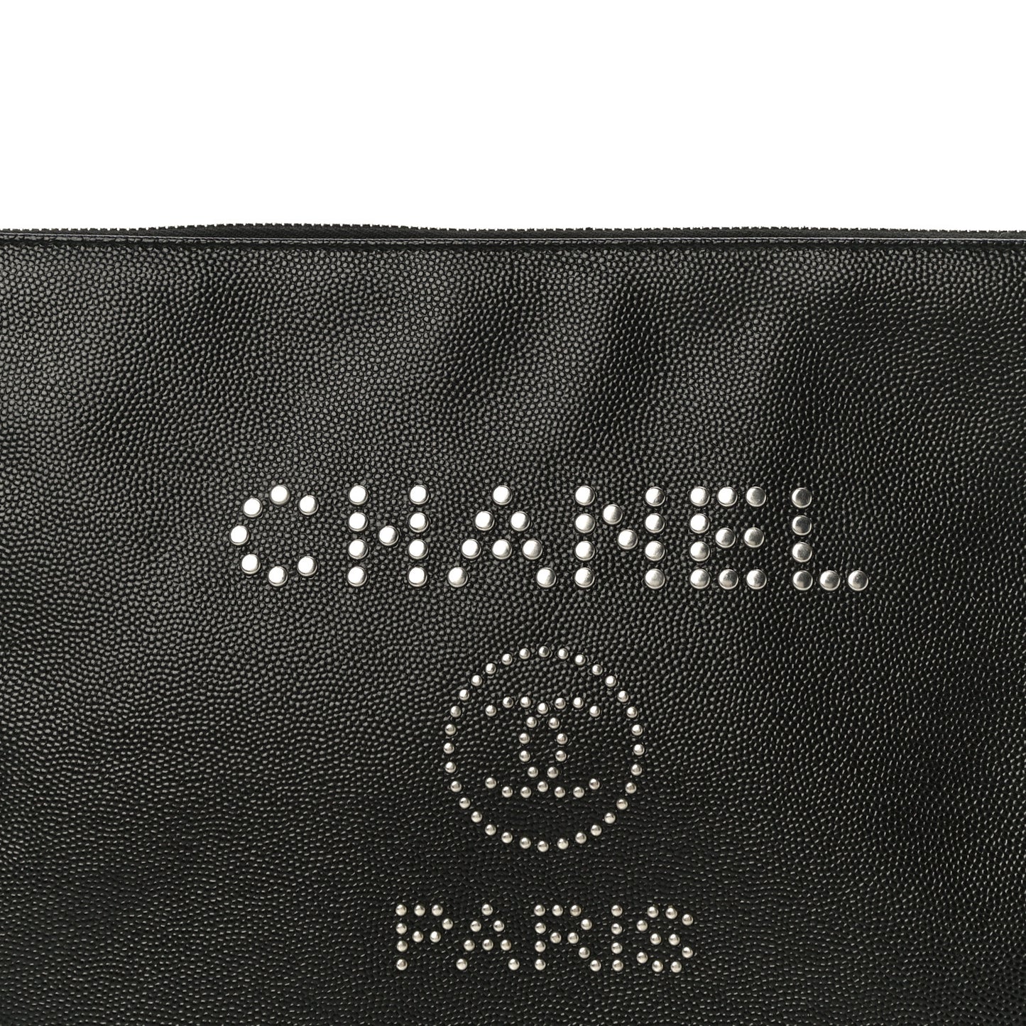 Caviar Studded Medium Deauville Pouch Black
