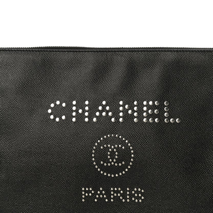 Chanel Caviar Studded Medium Deauville Pouch Black 8 of 10