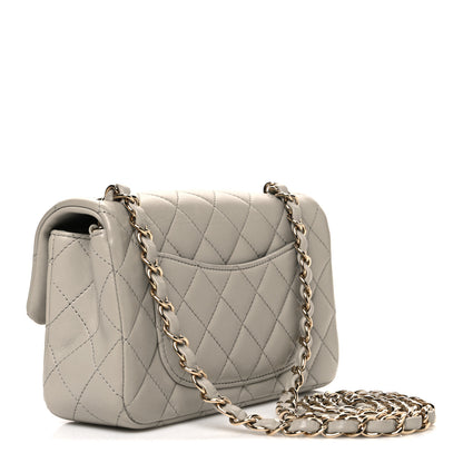 Chanel Lambskin Quilted Mini Rectangular Flap Grey 3 of 11