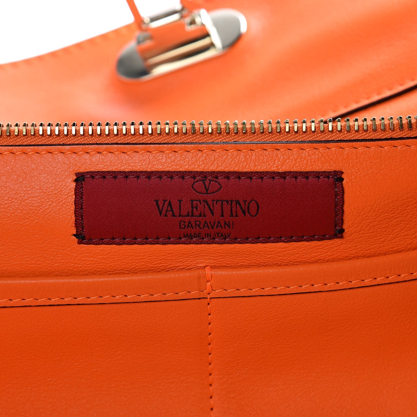Vitello Medium Rockstud All Over Tote Orange