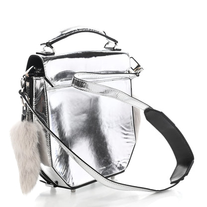 Alexander Wang Metallic Calfskin Rabbit Fur Devere Top Handle Bag Silver 3 of 9