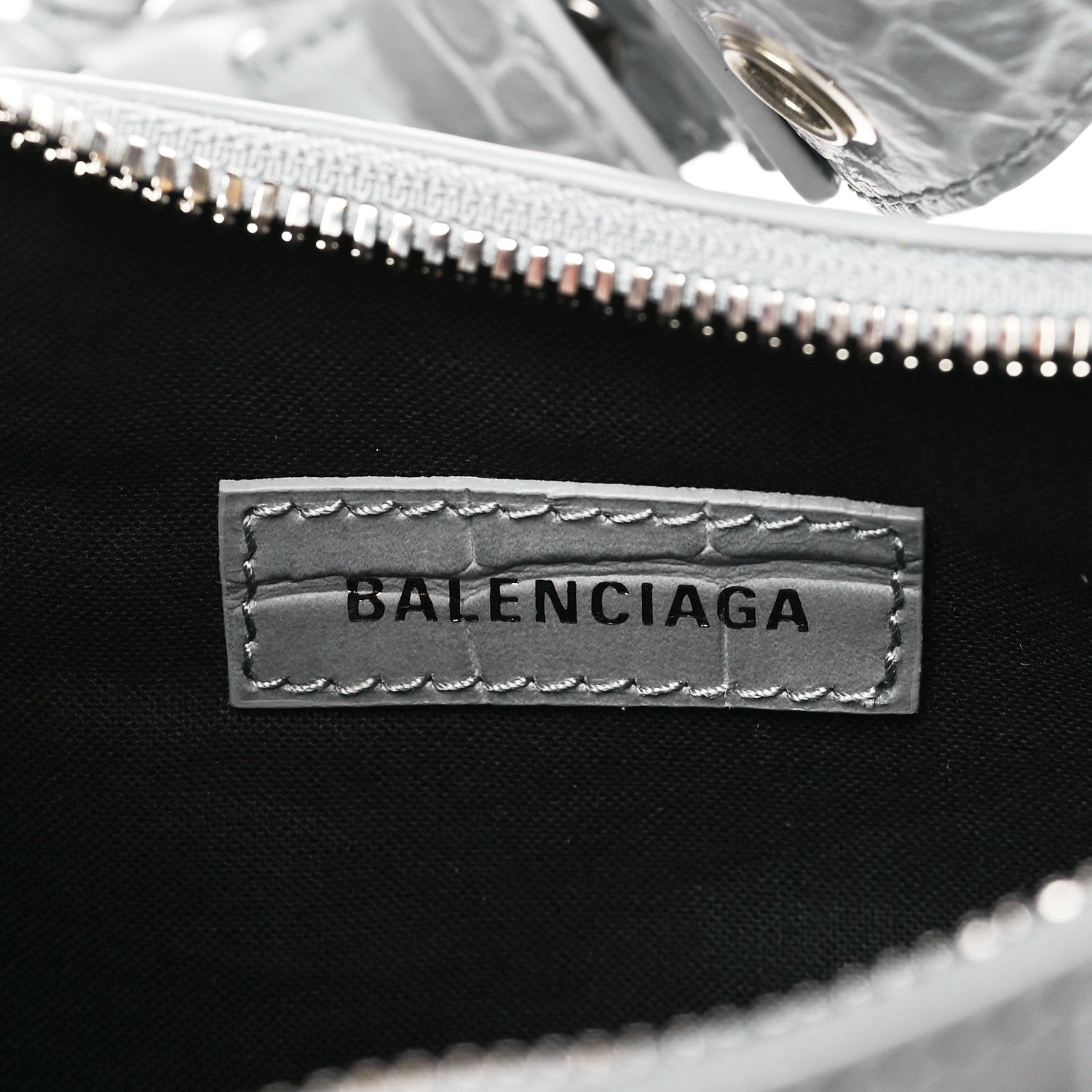 Balenciaga Extra Supple Calfskin Crocodile Embossed XS Le Cagole Shoulder Bag Balenciaga Grey 6 of 9