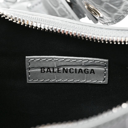 Balenciaga Extra Supple Calfskin Crocodile Embossed XS Le Cagole Shoulder Bag Balenciaga Grey 6 of 9