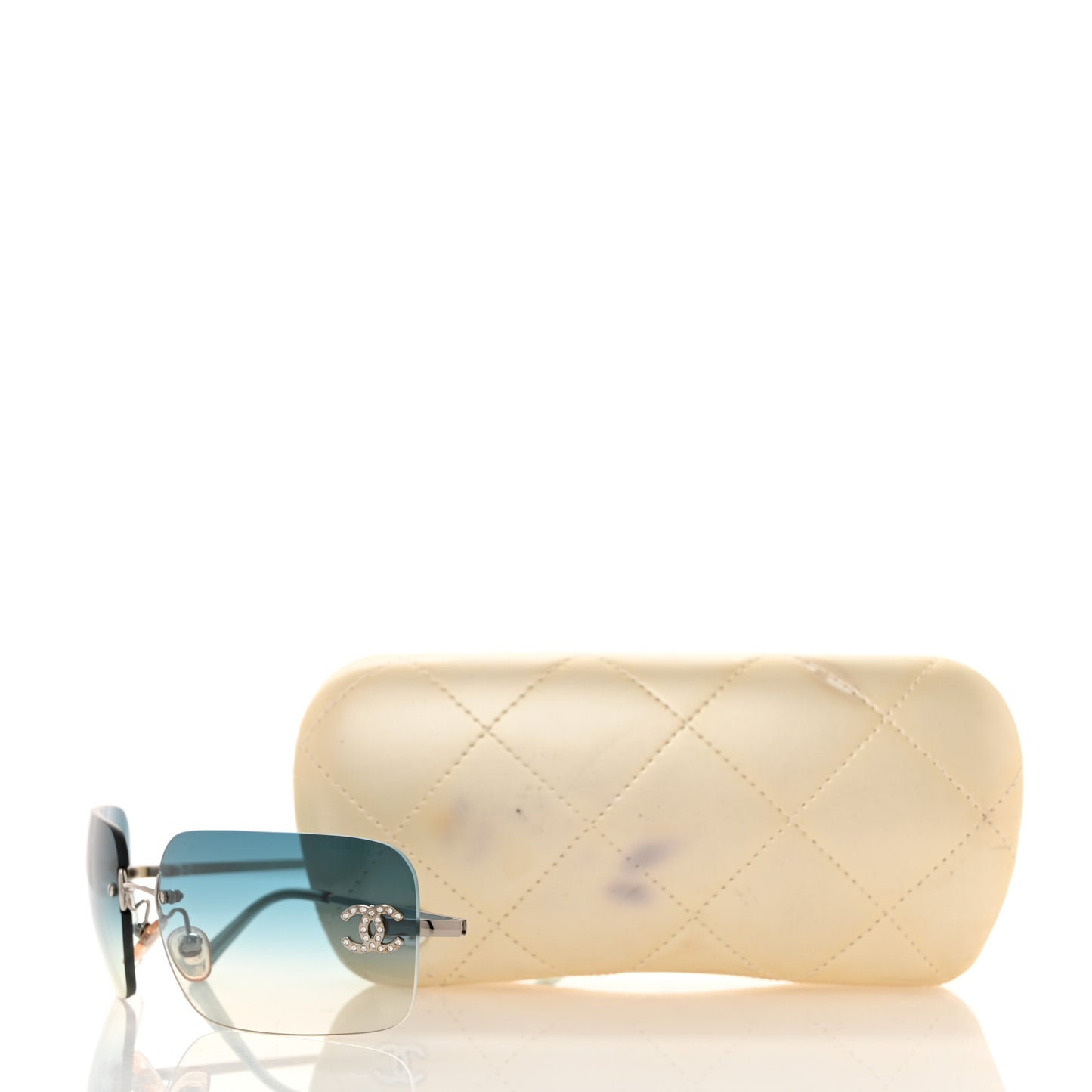 Metal Crystal CC Logo Sunglasses 4017-D Blue