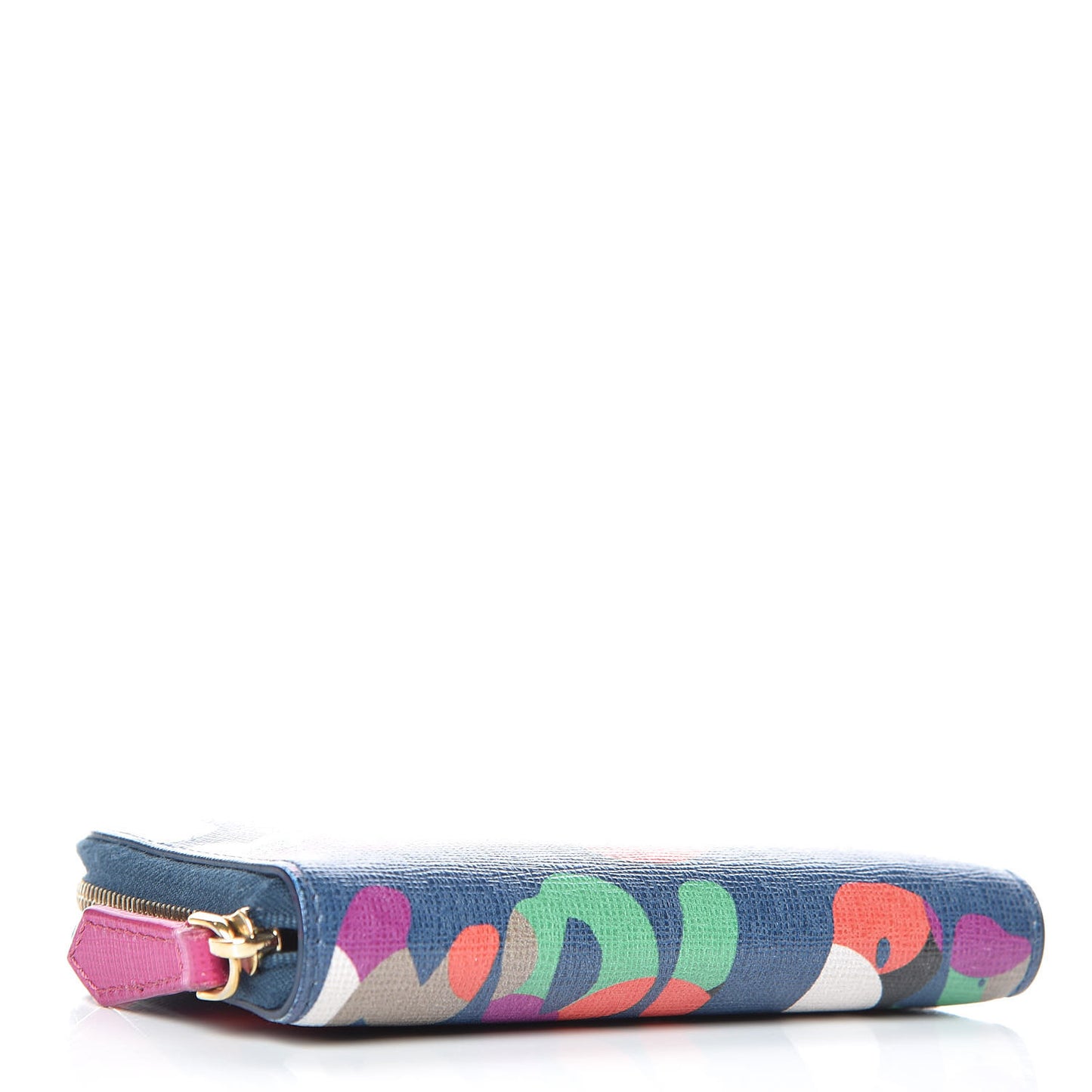 Vitello Elite Fendi Roma Mini Zip Around Wallet Cobalt Multicolor