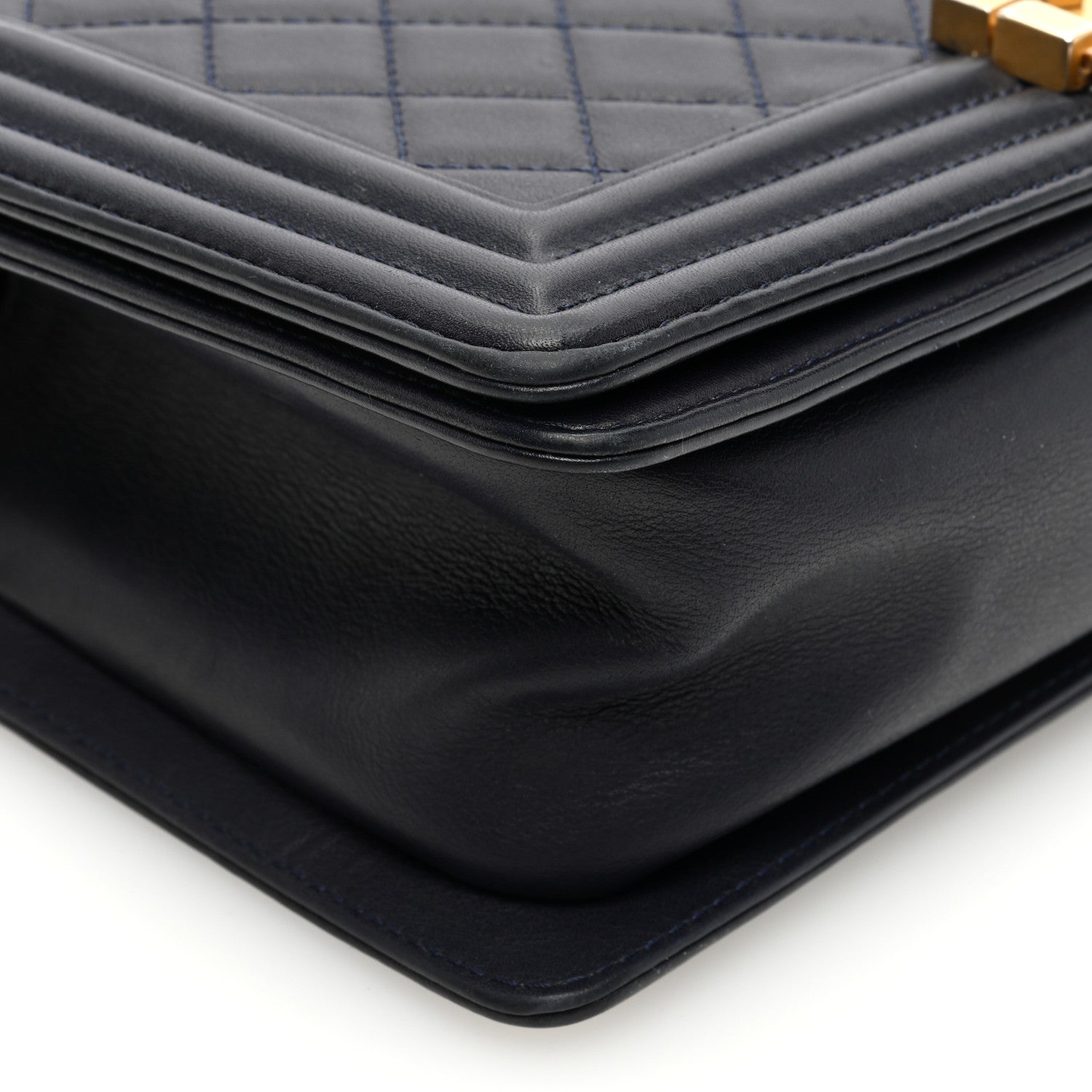 Chanel Lambskin Quilted Medium Boy Flap Dark Navy 9 of 10