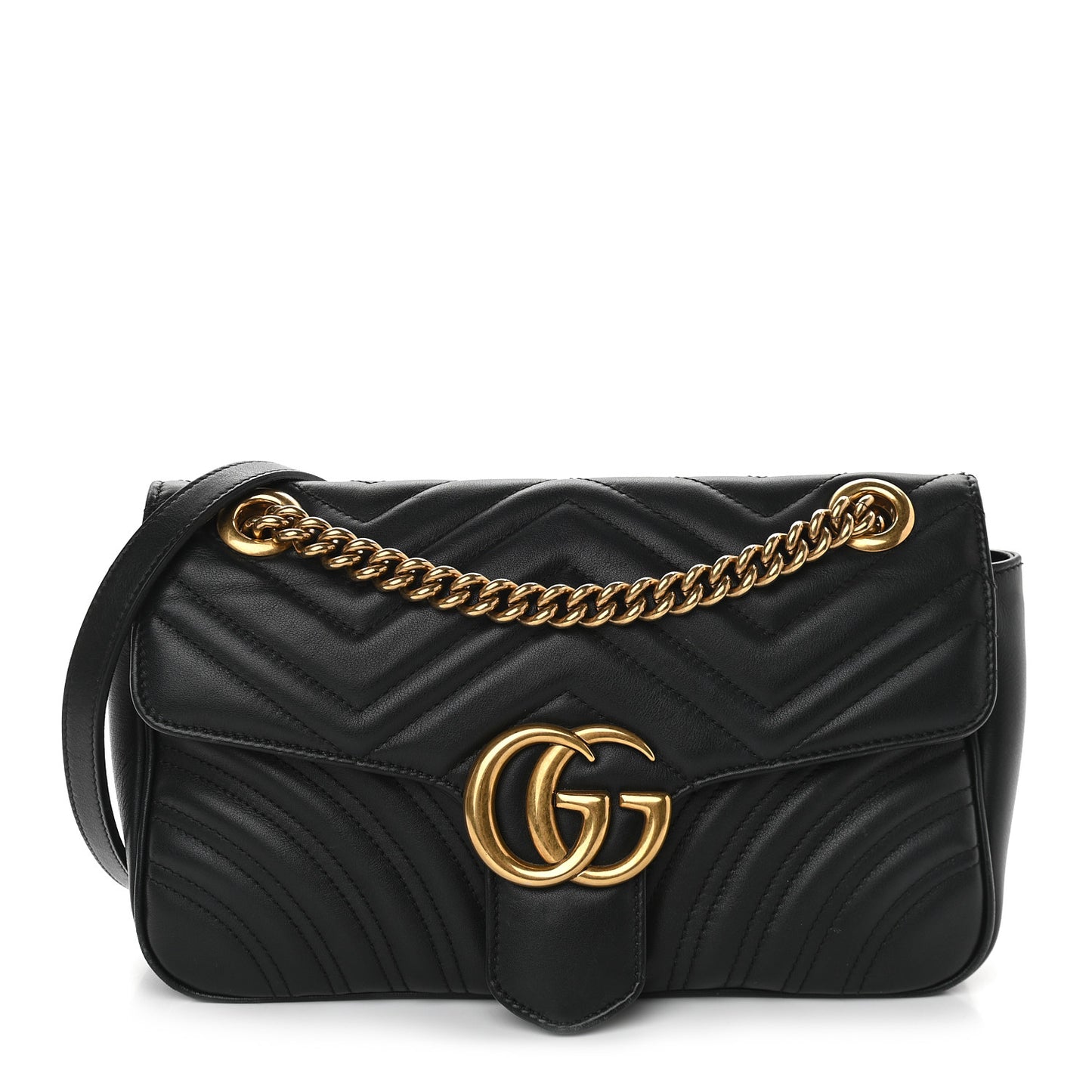 Calfskin Matelasse Small GG Marmont Shoulder Bag Black