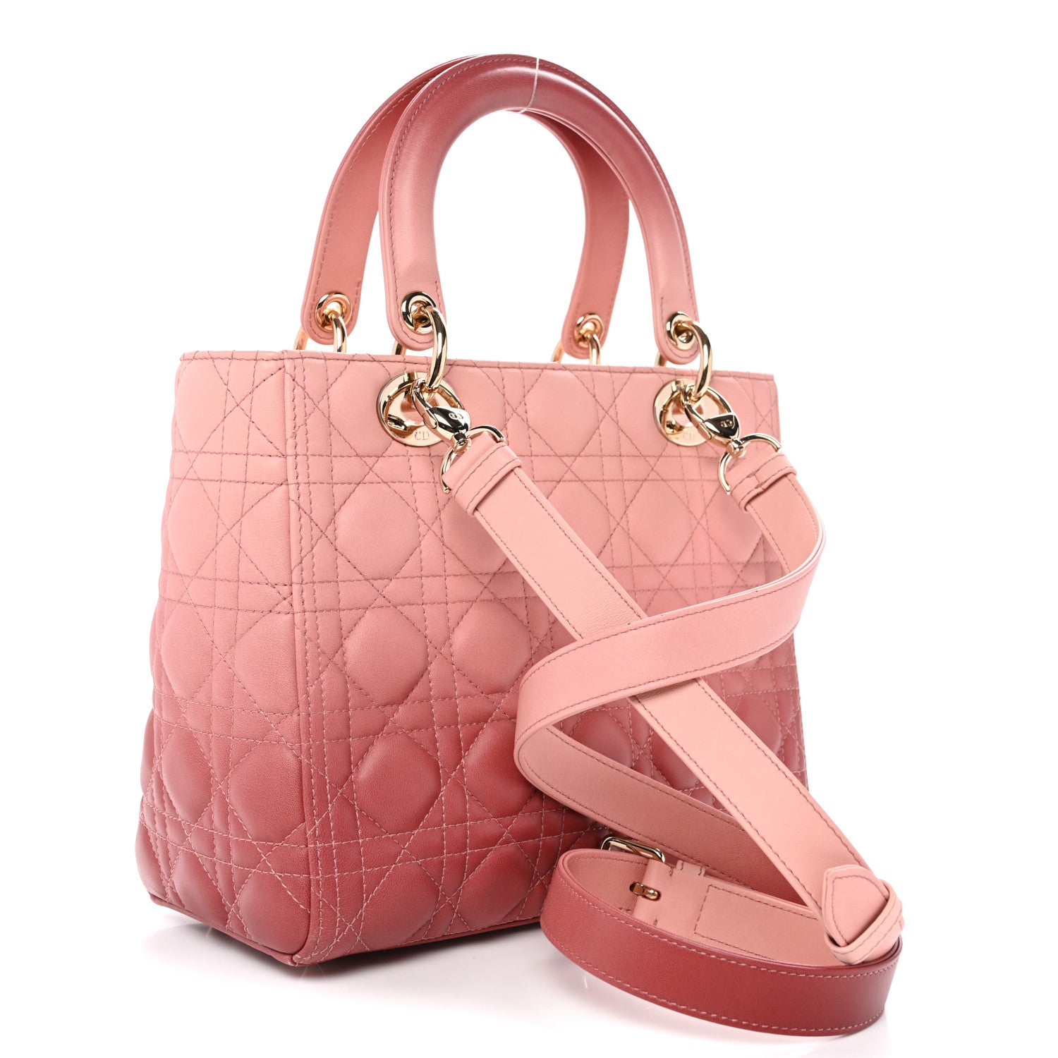 Christian Dior Lambskin Cannage Gradient Medium Lady Dior Pink 3 of 11
