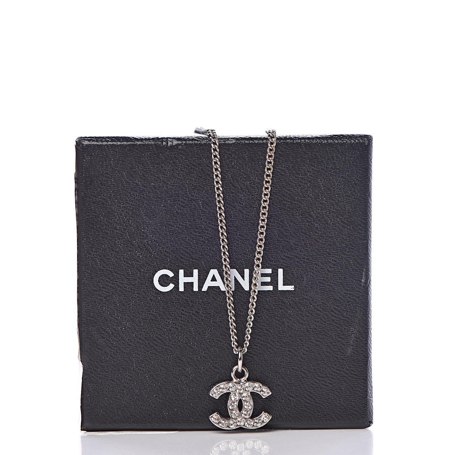 Chanel Crystal Timeless CC Necklace Silver 6 of 6