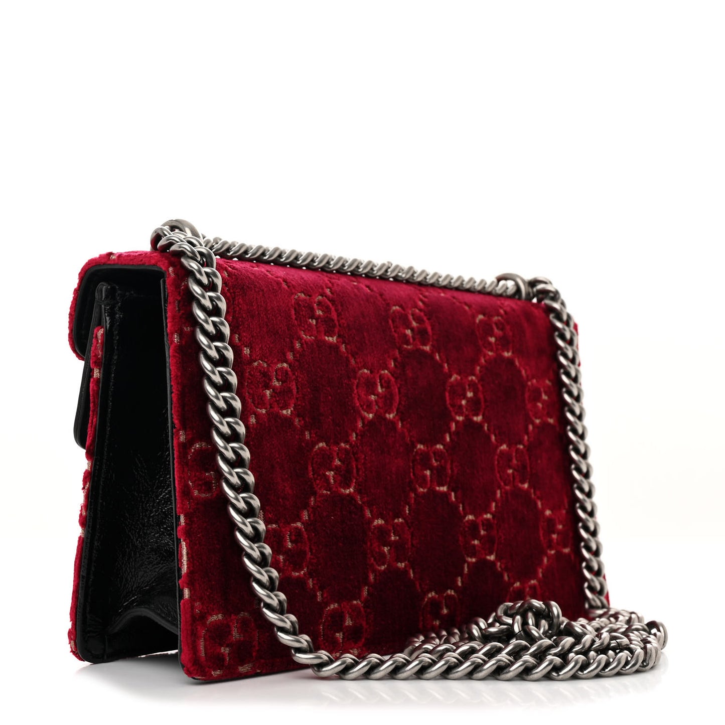 Velvet Skipper Crystal GG Monogram Small Dionysus Shoulder Bag Red Cipria Black Black Diamond