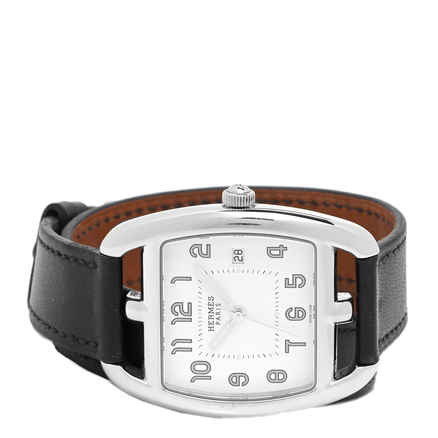 Stainless Steel Barenia 33mm Cape Cod Tonneau Double Tour Quartz Watch Noir