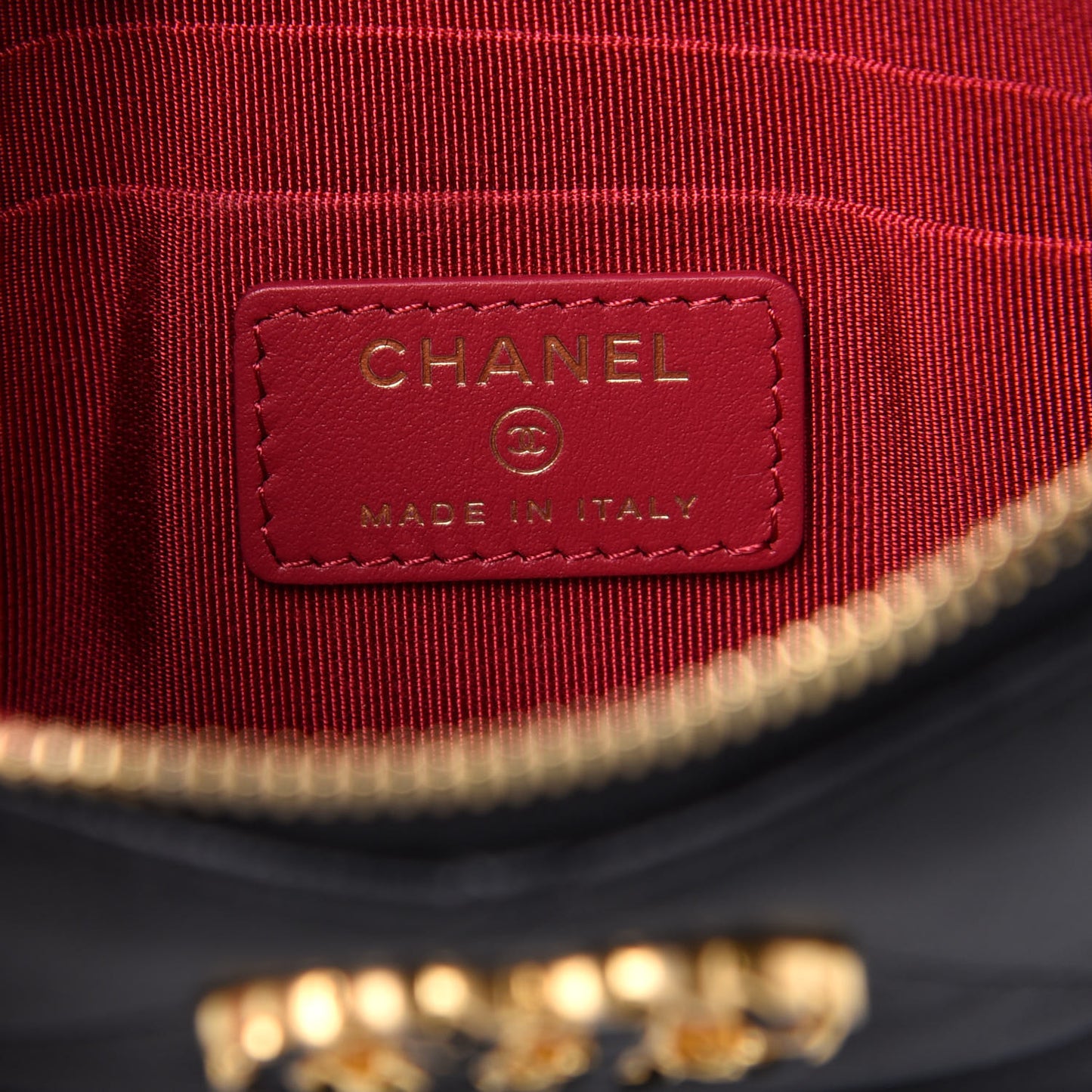 Shiny Goatskin Quilted Small Chanel 19 Pouch Black