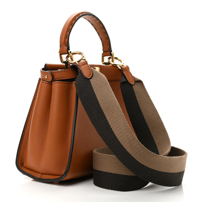 Fendi Vitello Seta Canvas FF Embroidered Mini Peekaboo Iconic Satchel Brandy Amazzonia 4 of 11