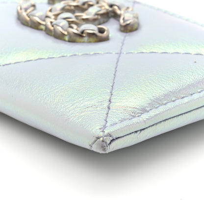 Chanel Iridescent Calfskin Quilted Chanel 19 Card Holder Light Purple 12 of 16