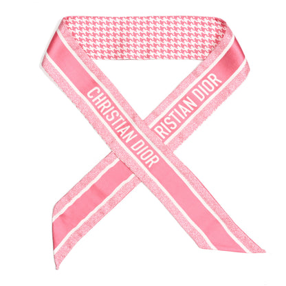 Christian Dior Silk Houndstooth Mitzah Scarf Pink 1 of 7